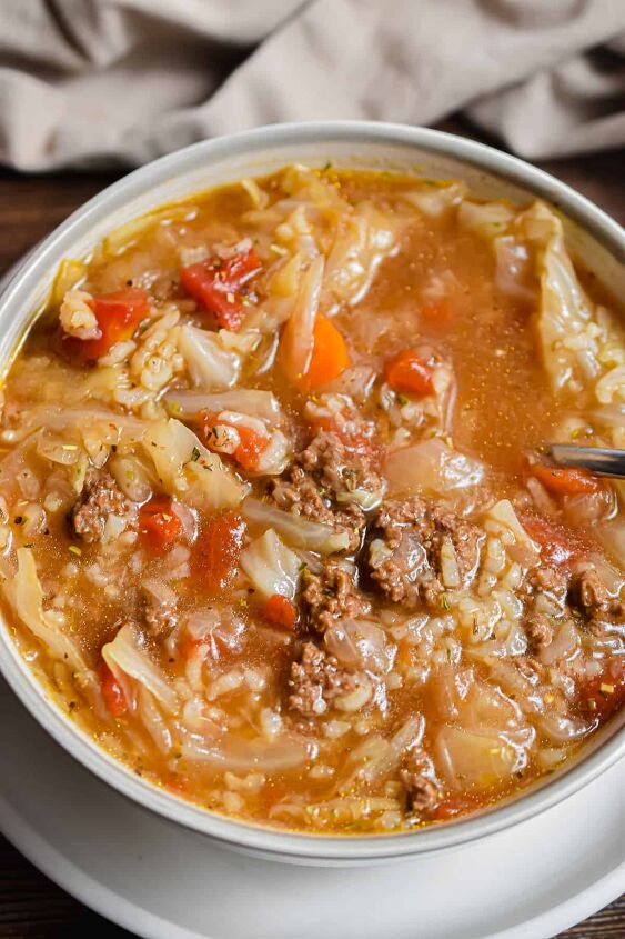instant pot cabbage roll soup, A close up of the Instant Pot Cabbage Roll Soup