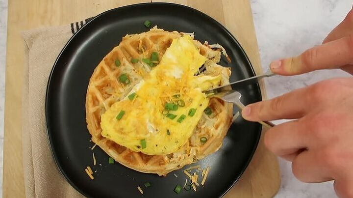 3 easy recipes you can make using golden malted waffle mix, Breakfast waffle with an omelet
