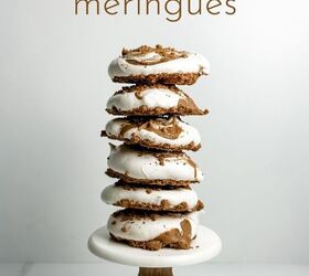 biscoff meringues stacked on a mini cake stand