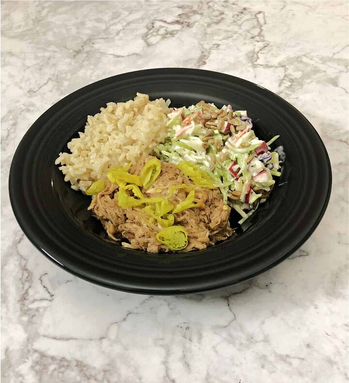 mississippi chicken crock pot meal, mississippi chicken in a bowl with rice