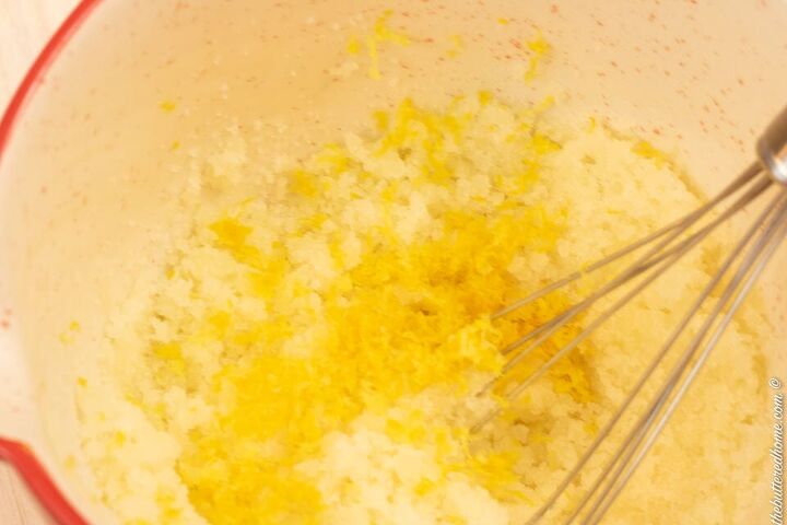 pressure cooker lemon curd, mixing sugar and lemon zest
