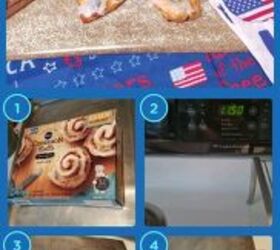 the easiest ever patriotic cinnamon roll star, patriotic cinnamon roll star step by step in picture collage