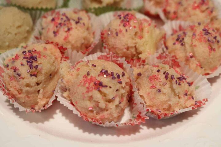 edible sugar cookie dough recipe, edible sugar cookie dough recipe with pink and purple sprinkles