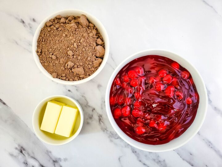 chocolate dump cake with cherries, ingredients for chocolate dump cake with cherries