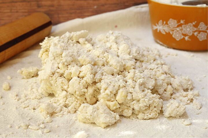 butterhorn recipe with cottage cheese, A crumbly pastry dough on a floured mat