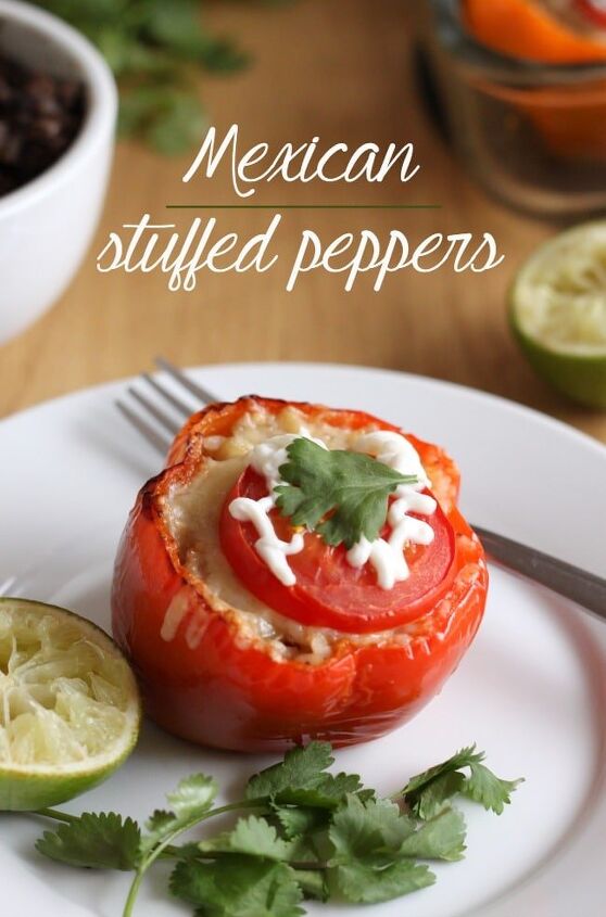 mexican stuffed peppers, Mexican stuffed peppers with homemade refried beans so easy so yummy