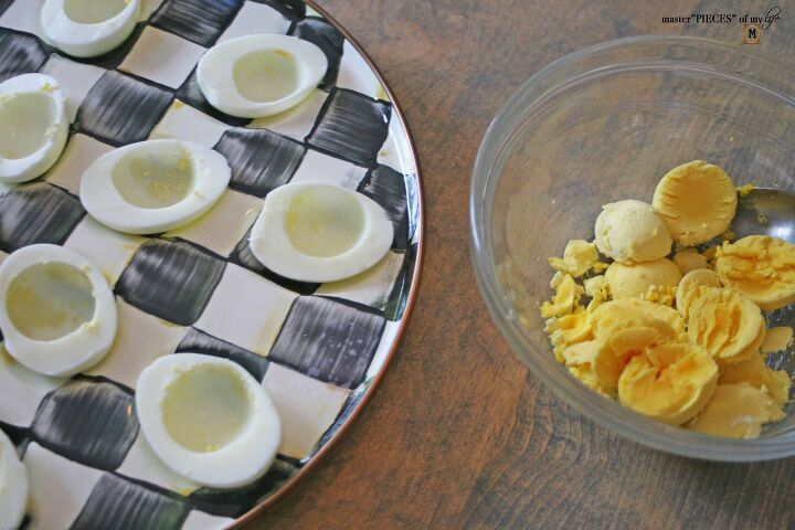 how to create a deviled egg garnish board, deviled eggs how to