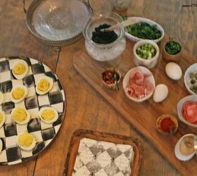 how to create a deviled egg garnish board, deviled eggs board