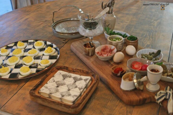 how to create a deviled egg garnish board, deviled egg toppings bar