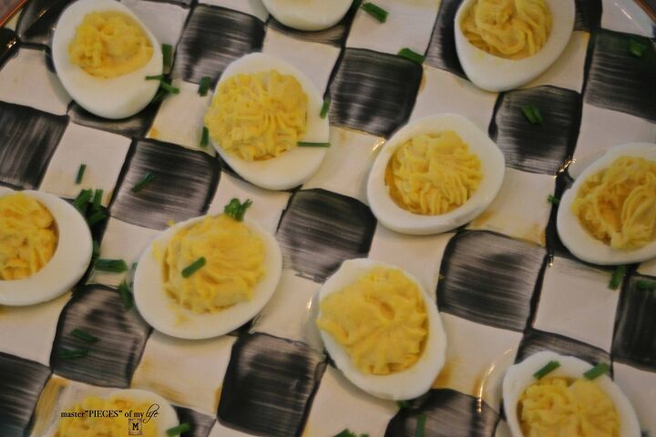 how to create a deviled egg garnish board, deviled eggs