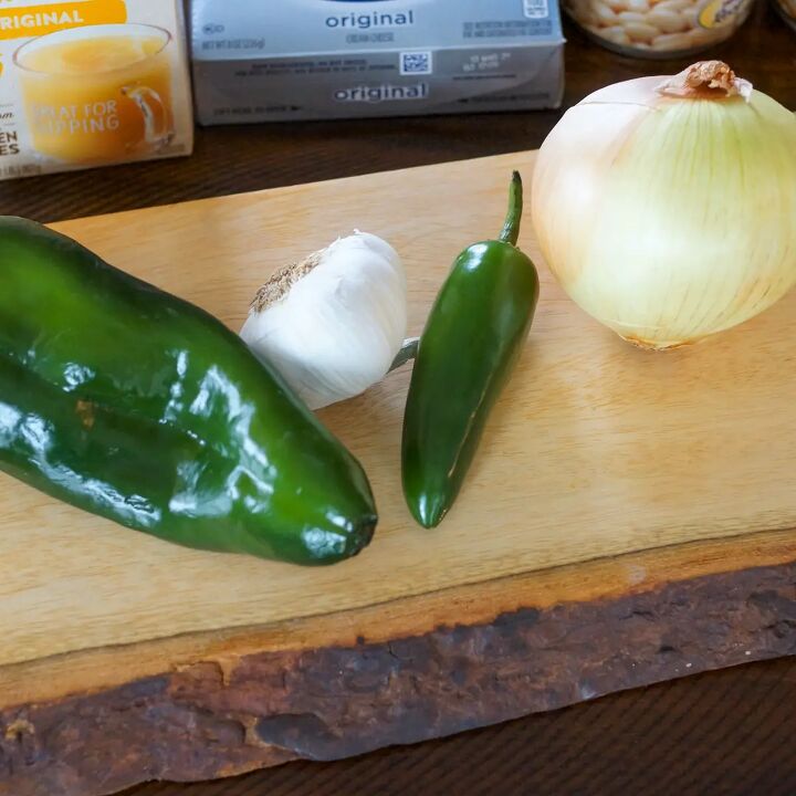 dutch oven white chicken chili, Onion jalapeno garlic and a poblano pepper