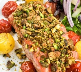 Pistachio Crusted Salmon With Blistered Cherry Tomatoes - Eat Mediterr