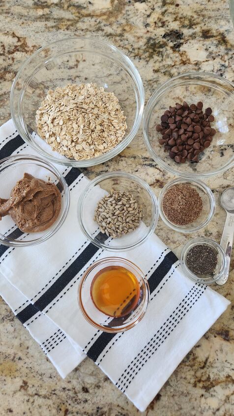 easy healthy snack almond butter protein ball recipe, Gather your ingredients