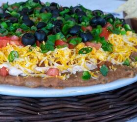 Side view of layered taco dip