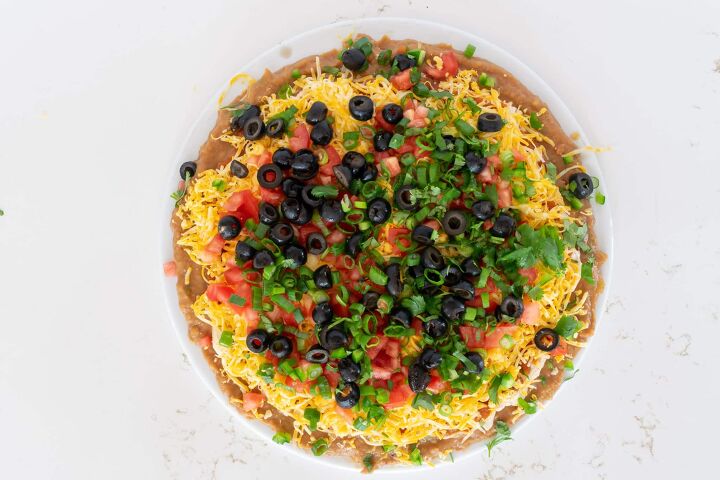 Overhead view of Mexican Layer Dip
