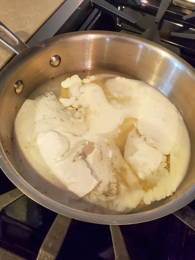 samoas coconut cream pie, Coconut milk heating in a pan