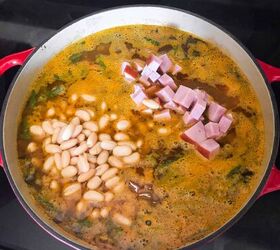 easy ham and green bean soup, Stir in the ham and cannellin beans during the last 20 minutes of cooking
