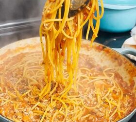 easy one pot spaghetti and meat sauce, Step by step photo of making one pot spaghetti