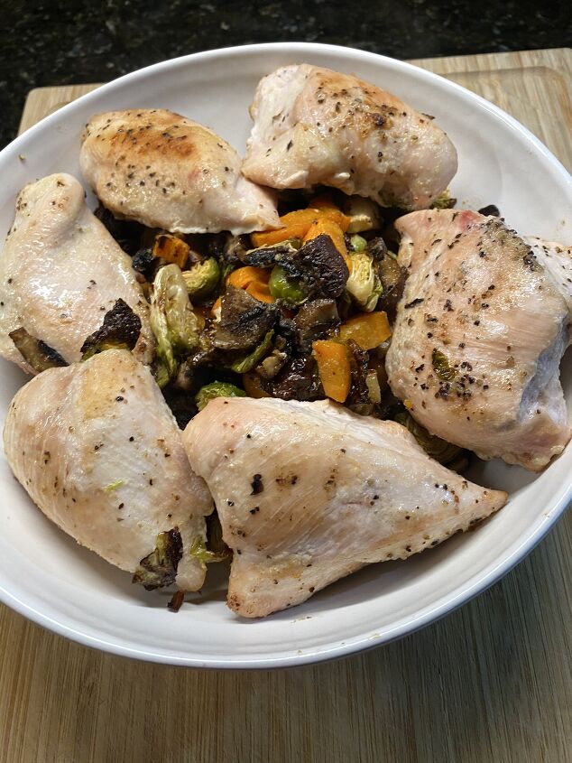chicken breast with mushroom brussel sprouts recipe one pan recipe d