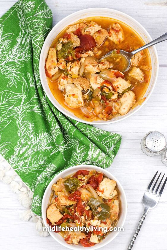 weight watchers sweet and sour chicken, two bowls from above filled with sweet and sour chicken