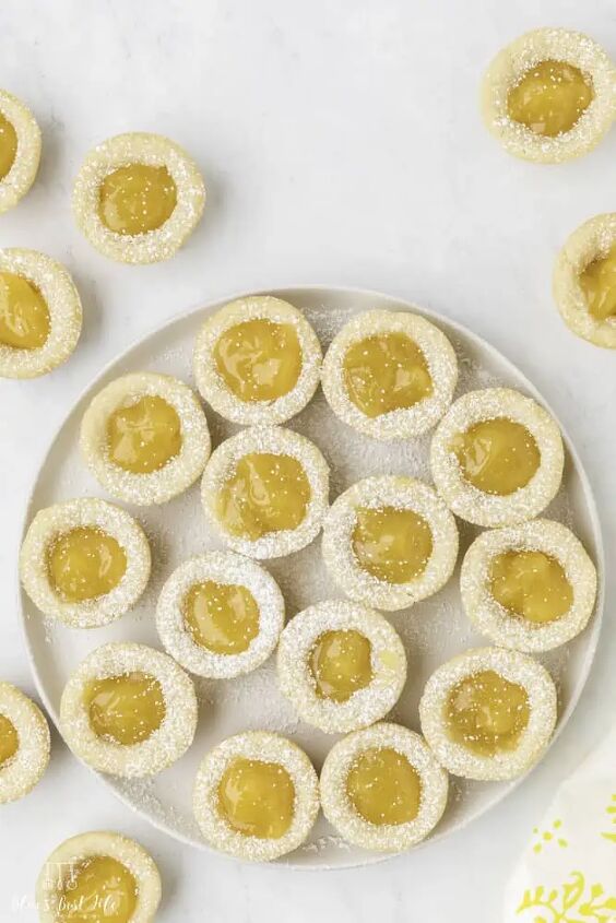 easy lemon curd cookies recipe, A plate of lemon curd cookies dusted with powdered sugar