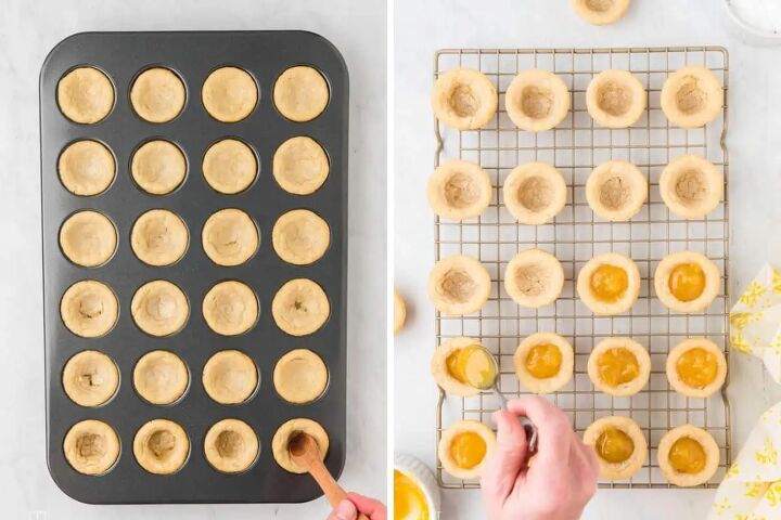 easy lemon curd cookies recipe, The cookies after baked and using a measuring spoon to make an indention in each cookie and filling with curd