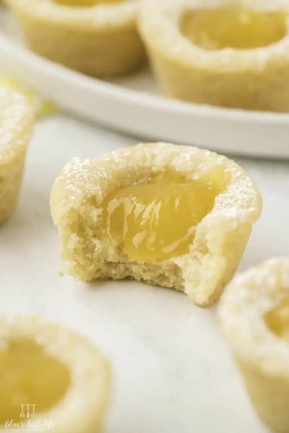 easy lemon curd cookies recipe, A bite taken from the lemon curd cookie
