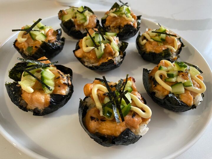 baked salmon sushi cups