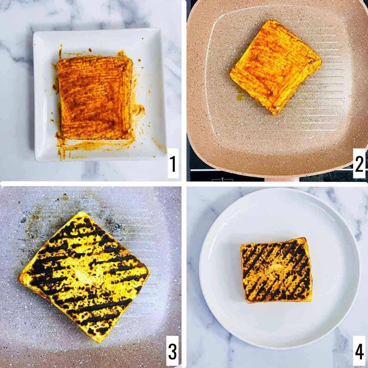 grilled paneer salad, marinate and grill the cheese