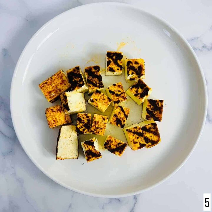 grilled paneer salad, Cut them into small cubes