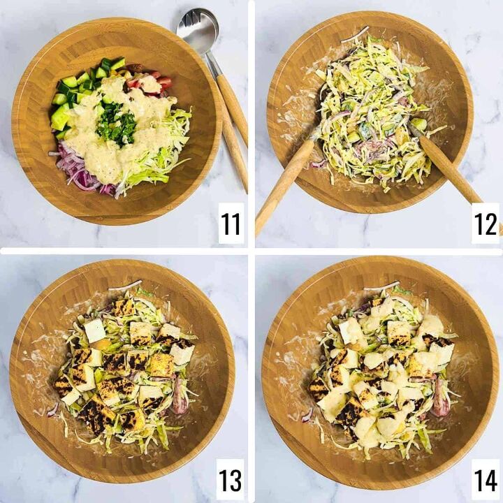 grilled paneer salad, Add dressing and toss