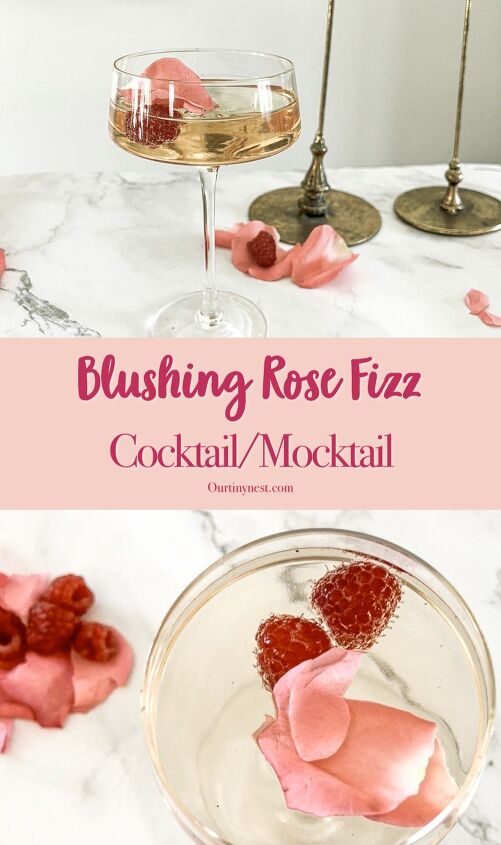 blushing rose fizz cocktail mocktail, blushing rose fizz cocktail mocktail