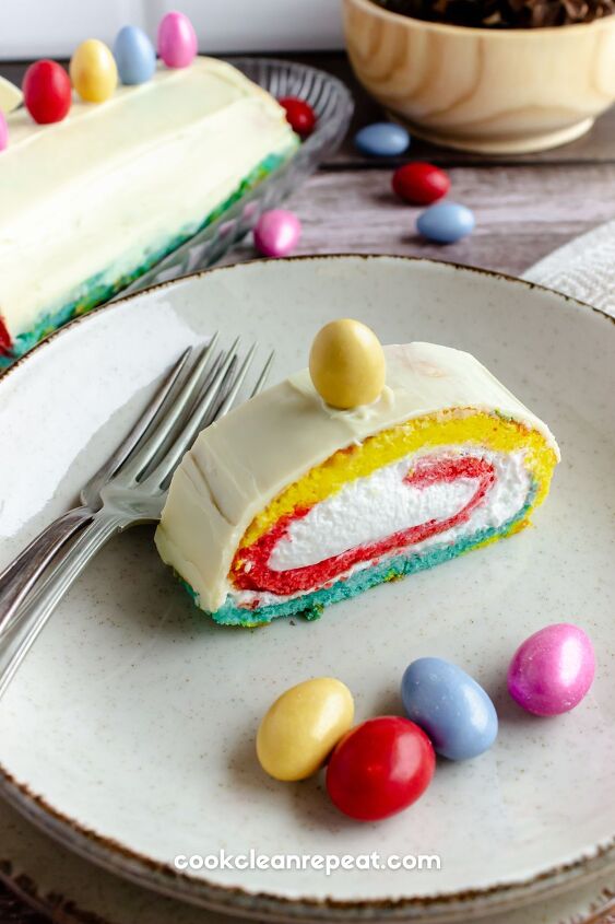 easter cake roll, Easter cake roll on a plate
