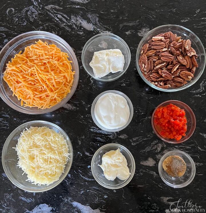 southern pimento cheese ball easy masters party favorite, Ingredients to make a southern pimento cheese ball