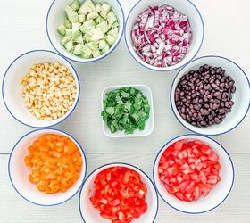 cowboy caviar recipe two ways wine pairings, Cowboy caviar ingredients in prep bowls