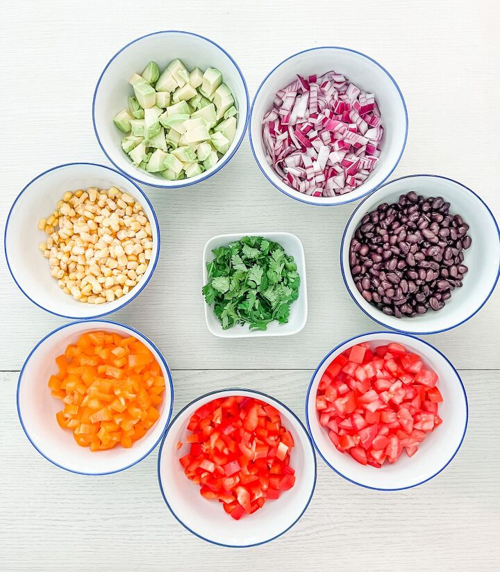cowboy caviar recipe two ways wine pairings, Cowboy caviar ingredients in prep bowls