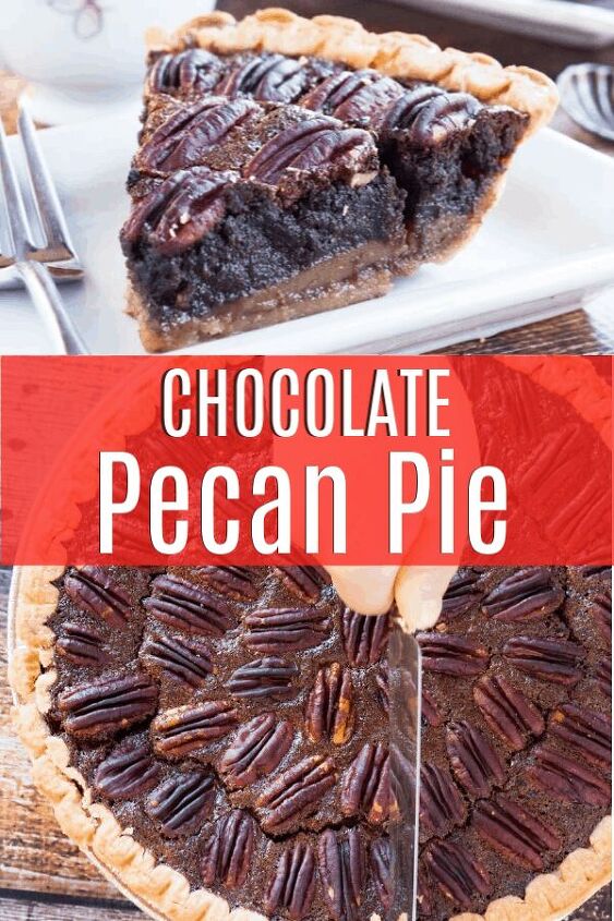 chocolate pecan pie easy thanksgiving recipe, Pinterest pin for chocolate pecan pie