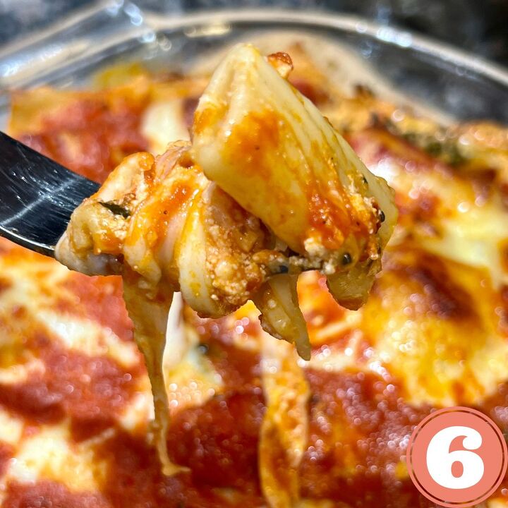 ww meatless baked ziti, A forkful of meatless baked ziti