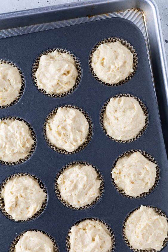 the best vanilla muffins, Scoop the muffin batter into a paper lined or greased muffin pan