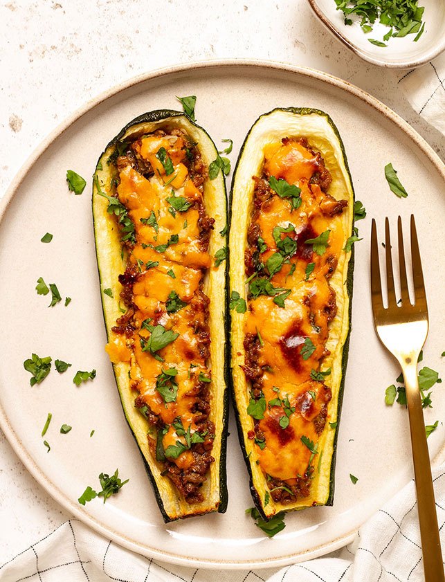 stuffed courgettes with lamb mince, A serving of Easy Stuffed Courgettes with lamb mince