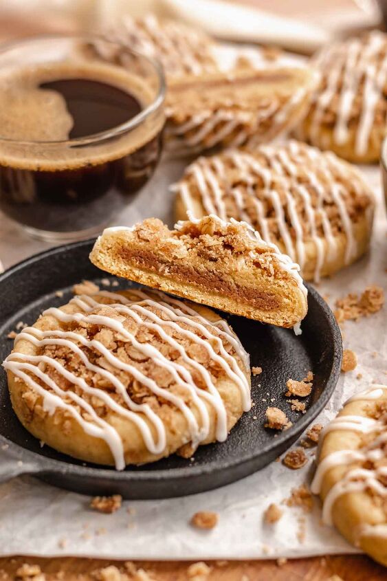 cinnamon coffee cake cookies, Coffee cake cookies One is cut in half to show the center