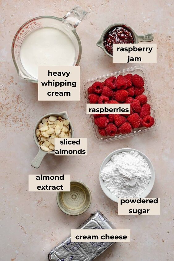 raspberry and almond cake, Ingredients for raspberry cake and frosting