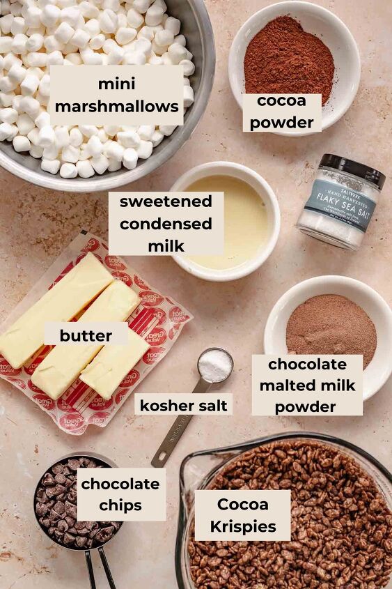 chocolate rice krispie treats, Ingredients for chocolate Rice Krispie treats