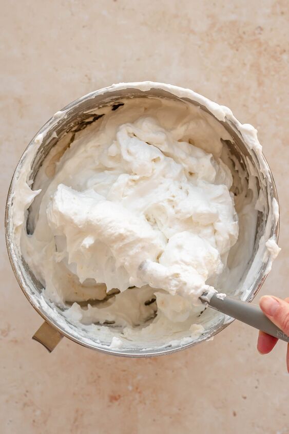 daffodil cake, A spatula folds flour into egg whites