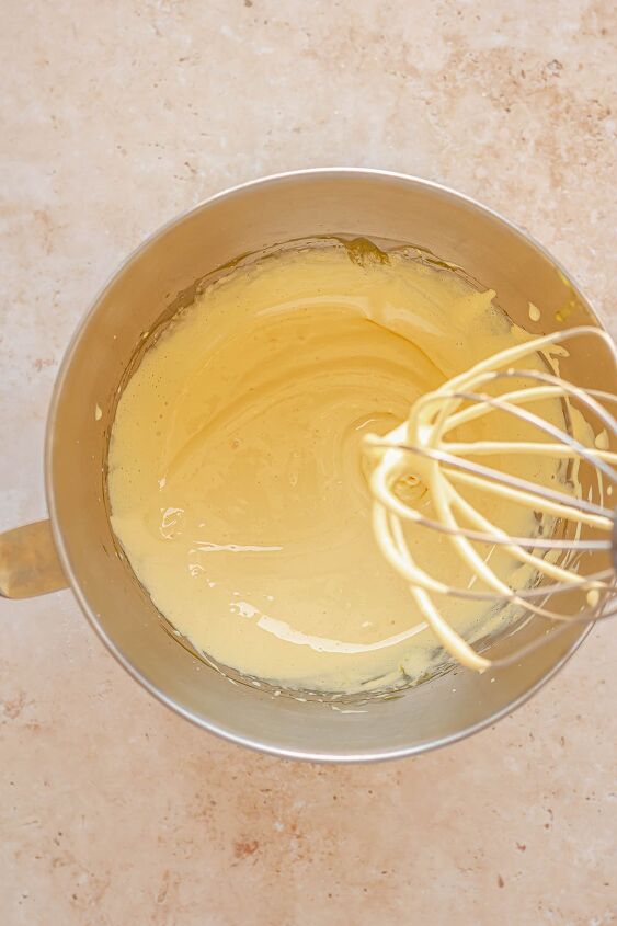 daffodil cake, Whipped egg yolks and sugar pale in color in a bowl