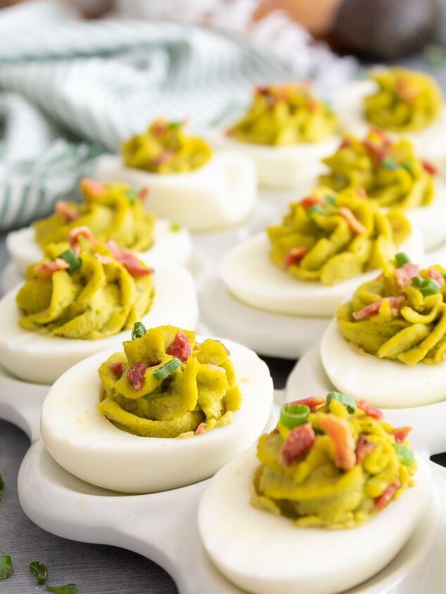 easy deviled eggs two different ways, Guacamole and Bacon Deviled Eggs Midwest Life and Style Blog