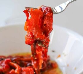 easy vegan italian roasted peppers recipe, Roasted peppers and onions on a fork