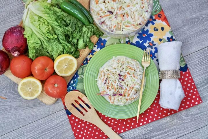 5 ingredient easy cole slaw recipe, A top down look at the finished recipe