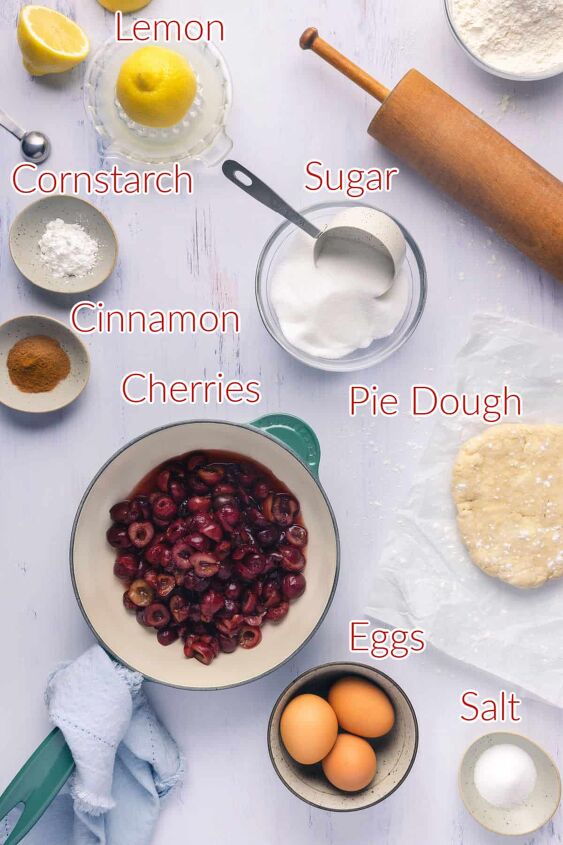 sweet cherry hand pies, Labeled ingredients for cherry hand pies