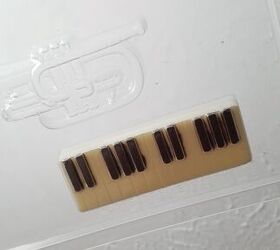 grand piano cake, chocolate keyboard in a plastic mold